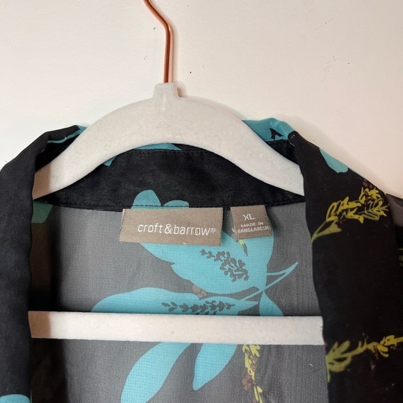 Croft & Barrow Sheer Mesh Floral Blouse Black Y2K Grunge Fairycore XL Whimsigoth - Picture 8 of 10